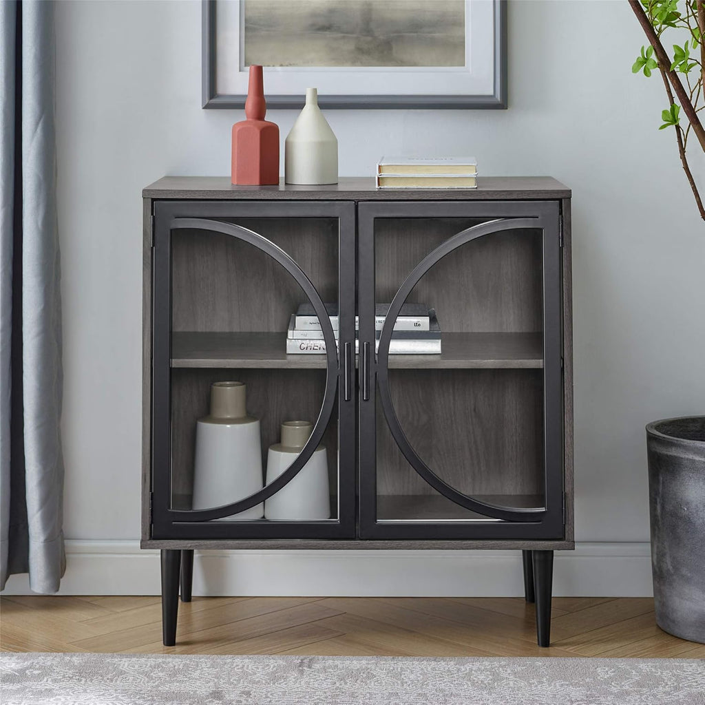 Slate Grey 30 Inch Metal Wood Buffet and Bar Cabinet G16382