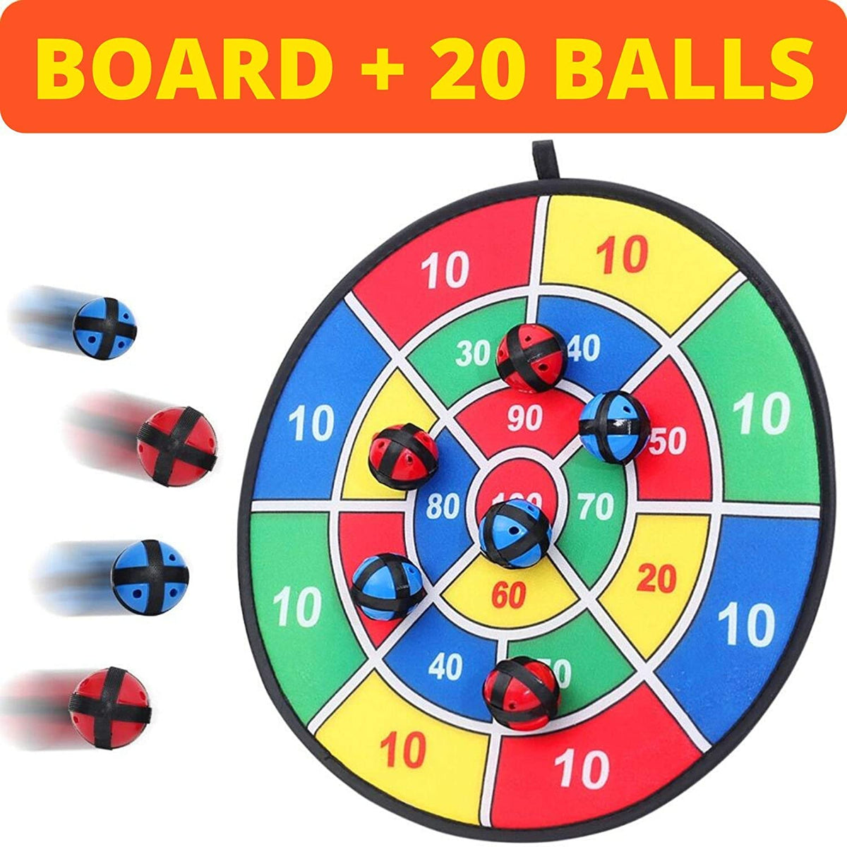 Fabric Dart Board Game with 20 Balls, 14.5 Inches Diameter W9260