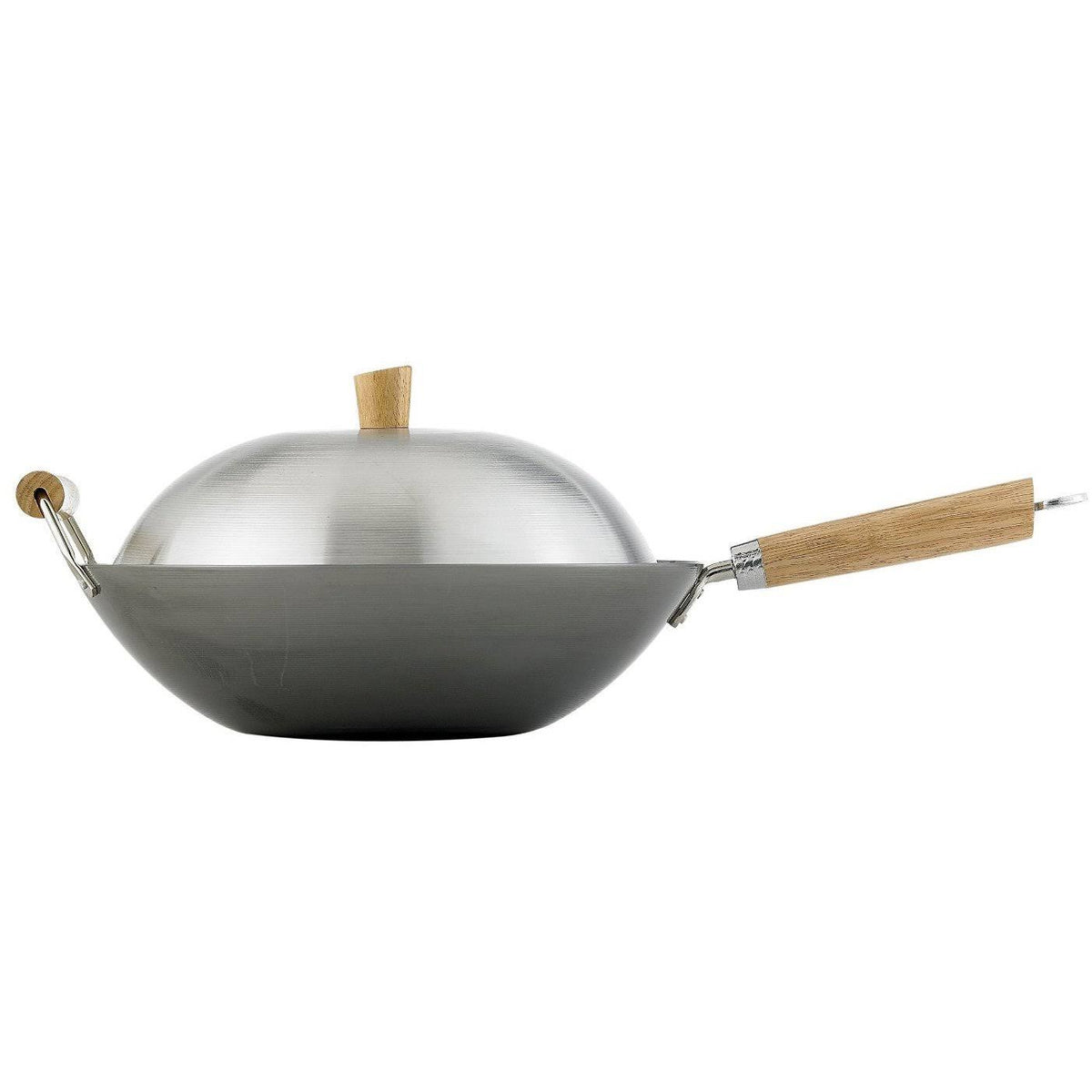 14-inch Carbon Steel Lidded Wok Stir Fry Pan Set P2741
