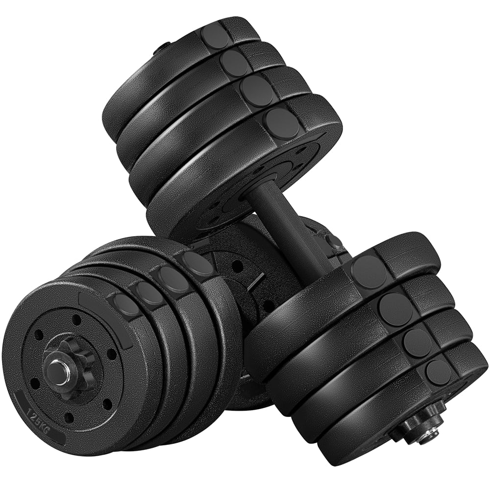 Adjustable 66LB Dumbbell Weight Set Black Y815