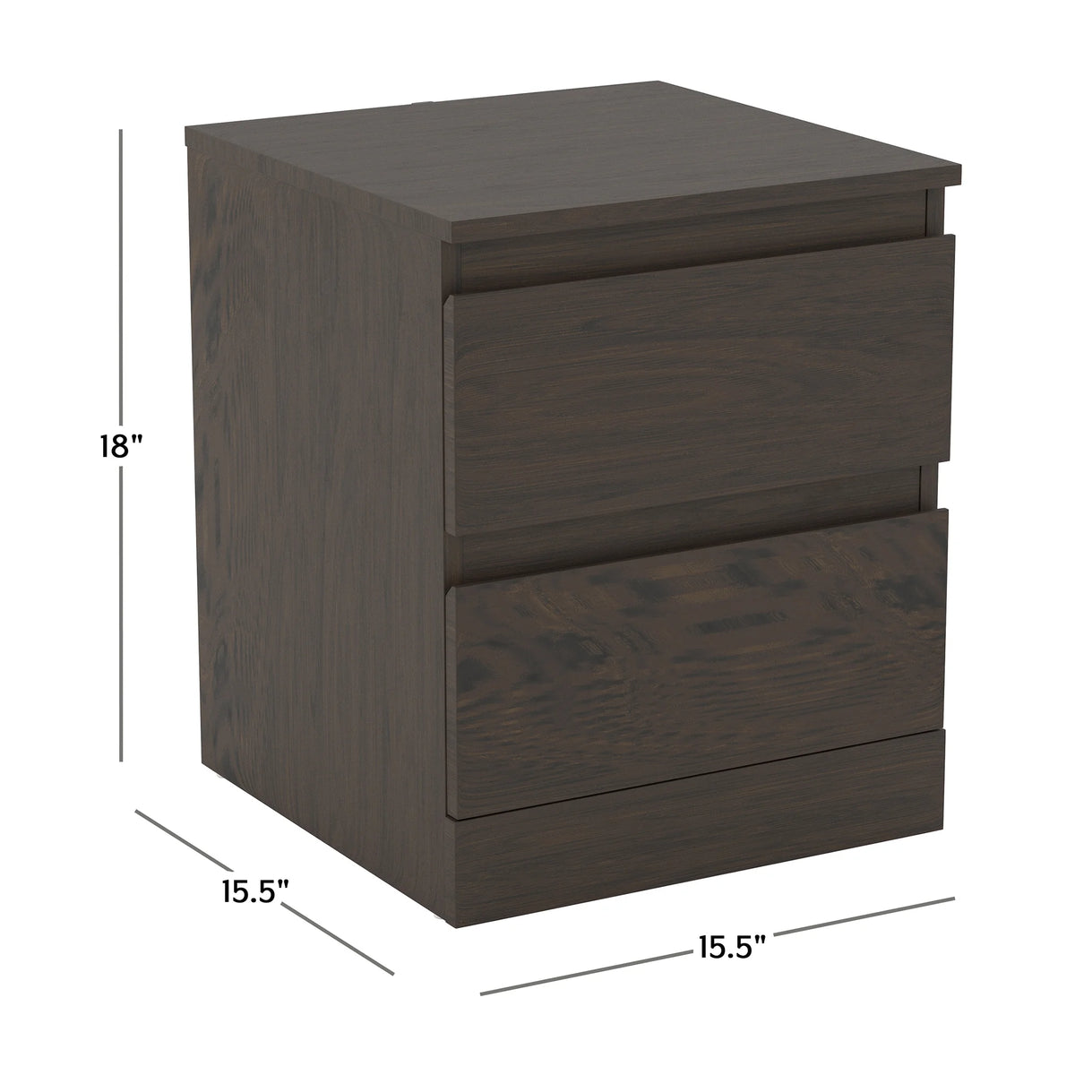 Espresso Low Profile Nightstand with 2 Drawers and USB L658792