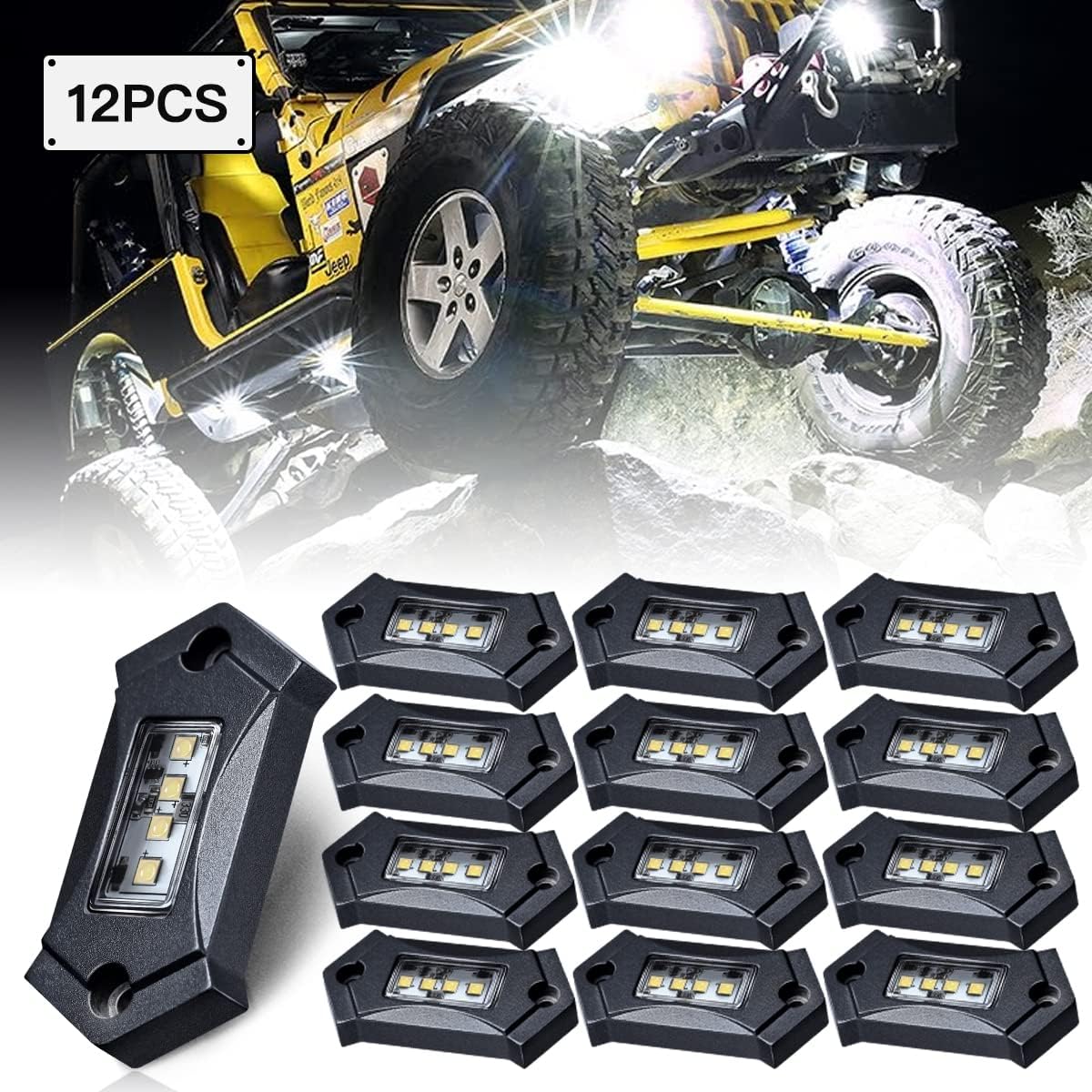 12Pods White LED Rock Lights A2908