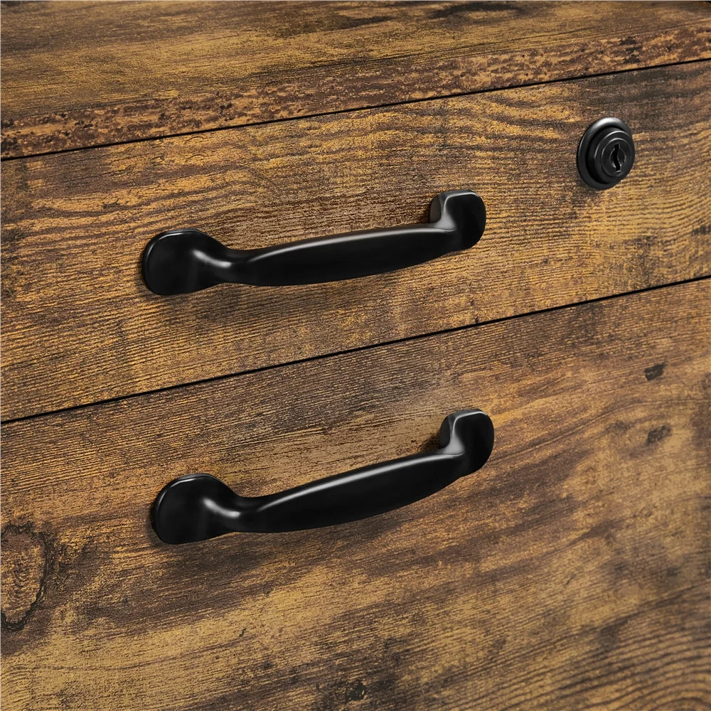 Rustic Brown Rolling Lateral File Cabinet D378