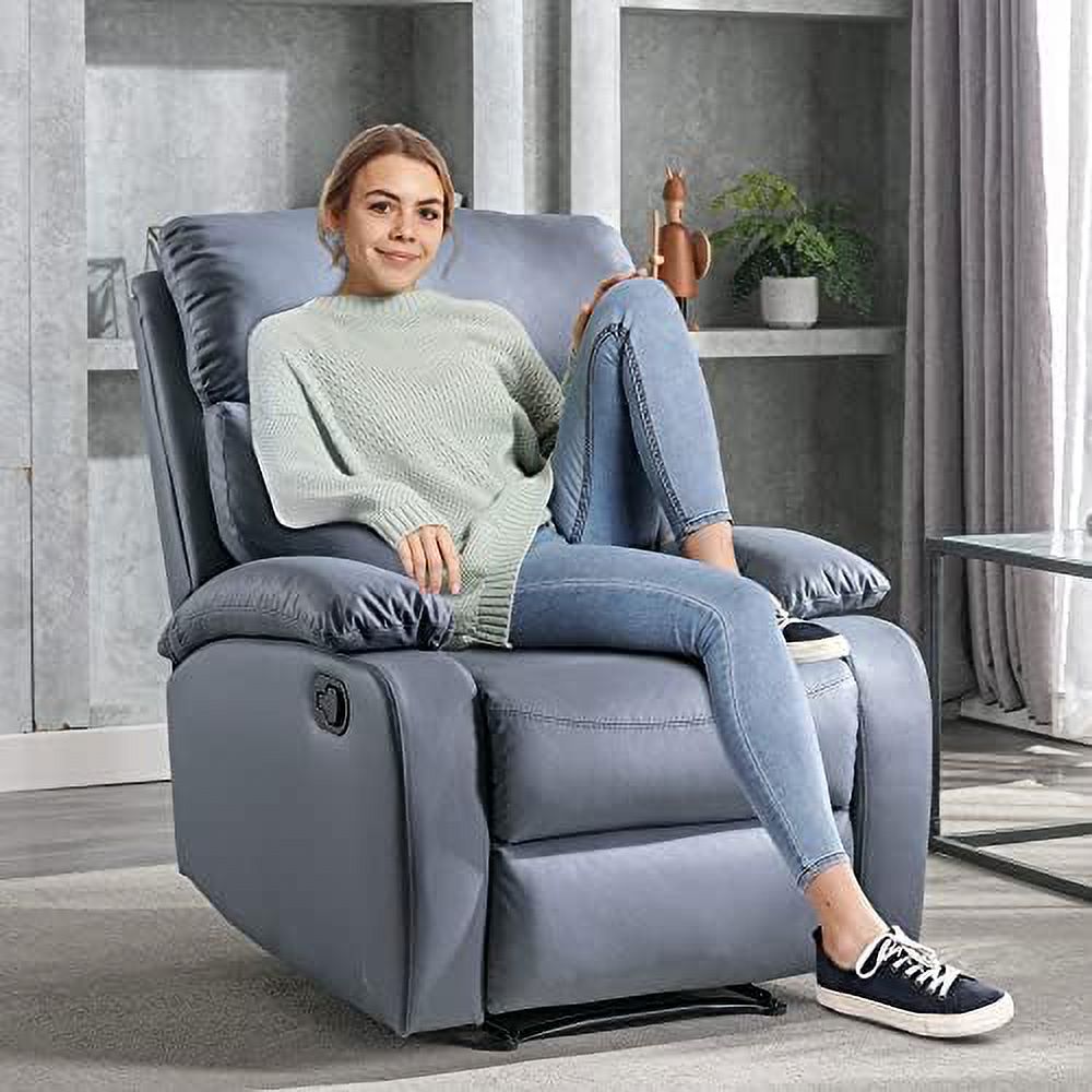 Cerulean Blue Manual Recliner Chair with Micro Leather B5196
