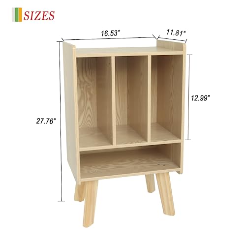 Brown 3 Tier Record Player Stand with Vinyl Storage Y858