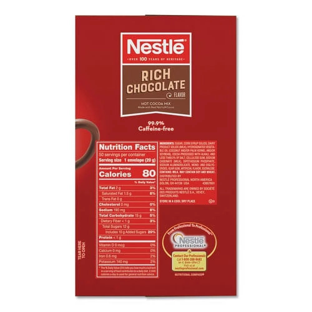 Hot Cocoa Mix, Rich Chocolate, .71oz, 50/box, Bundle of 2 Boxes C656989