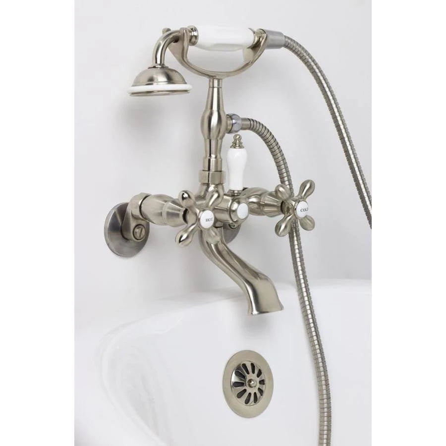 Satin Nickel 2-Handle Wall Mount Bathtub Faucet W1486