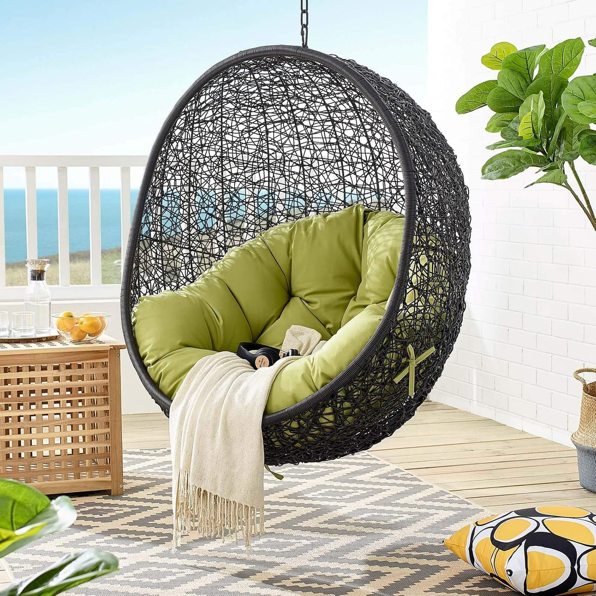 Black White Outdoor Patio Lounge Chair K595947
