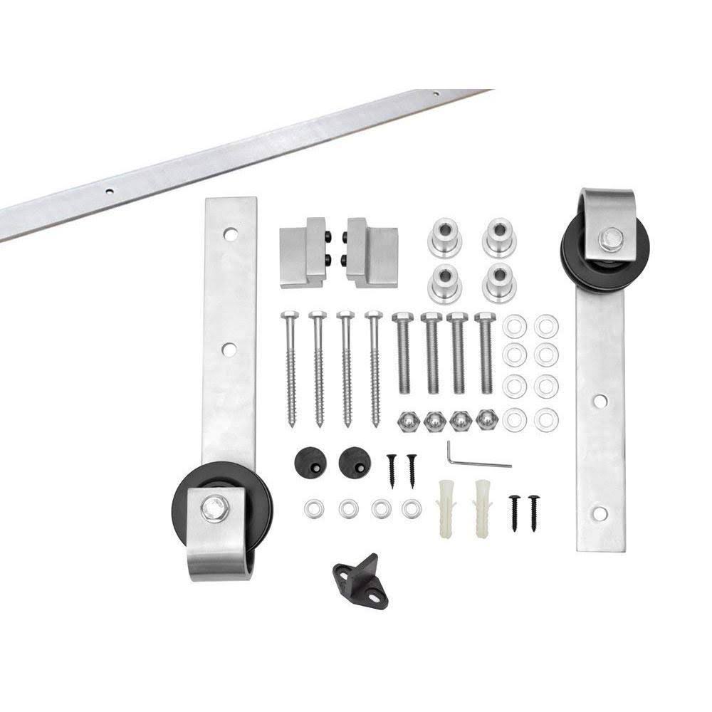 White Stained Wood Interior Sliding Barn Door with Hardware Kit E21123
