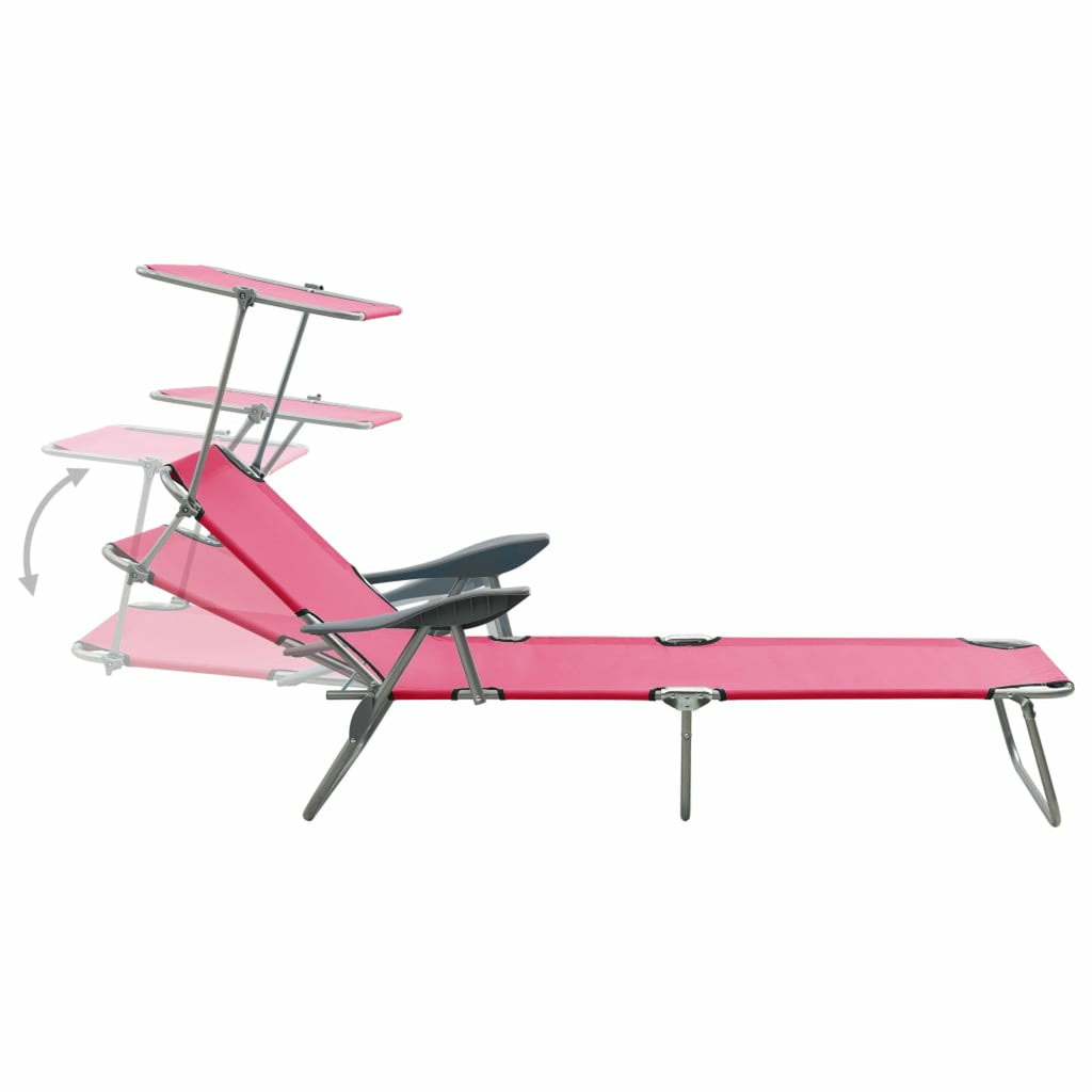 Pink Steel Sun Lounger with Canopy X598