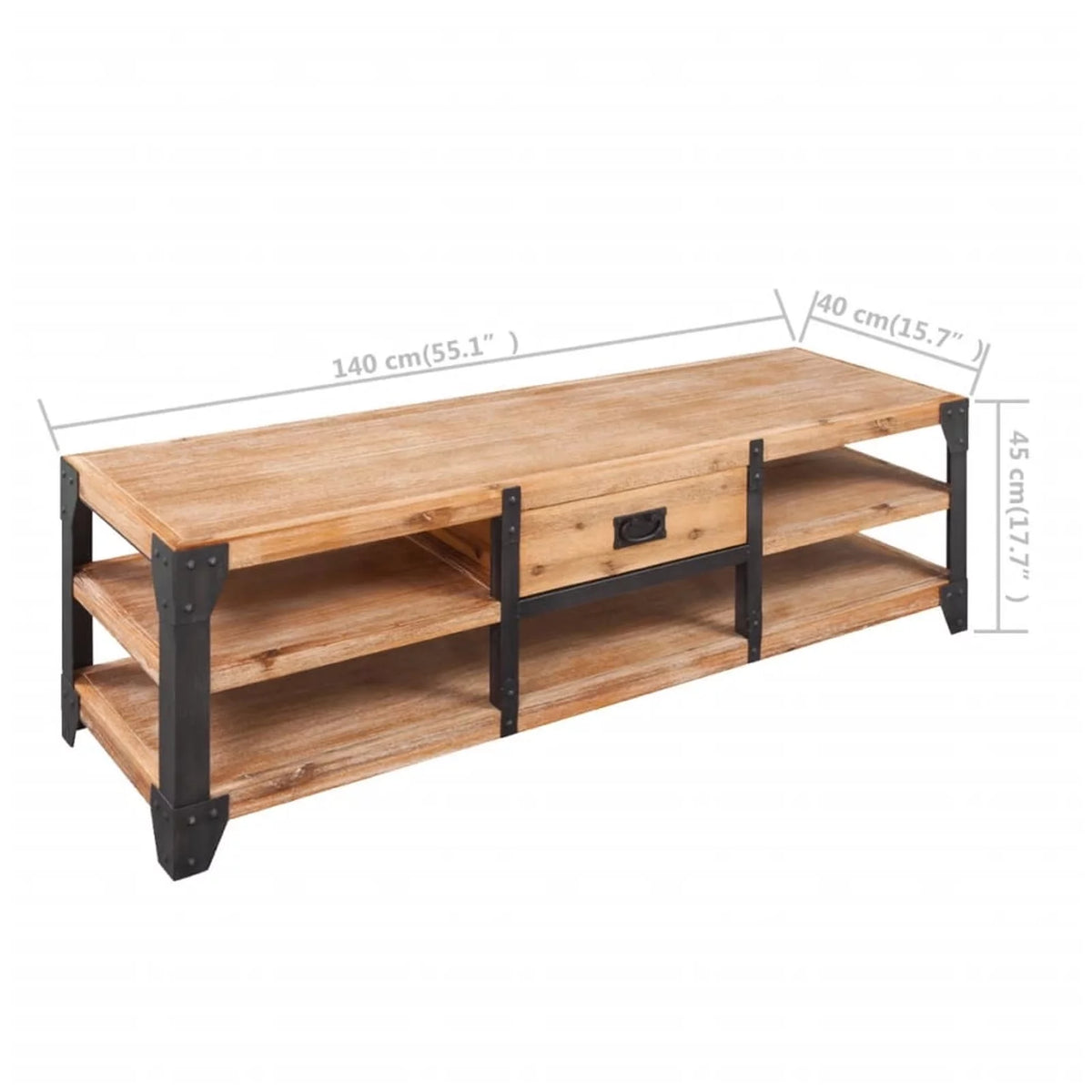 Reclaimed Wood TV Cabinet with Storage Shelves C973