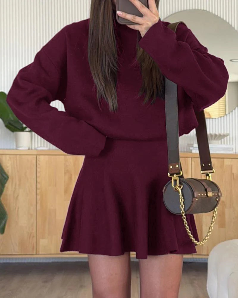 Women's Long-Sleeved Knitted Loose-Fitting Sweater Dress F5678
