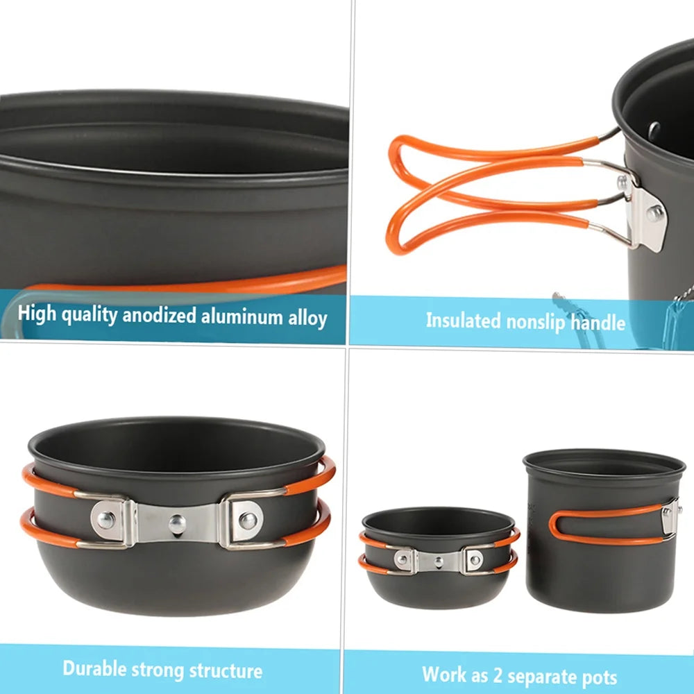 Camping Piezoelectric Ignition Cookware Set with Fork and Spoon C362126