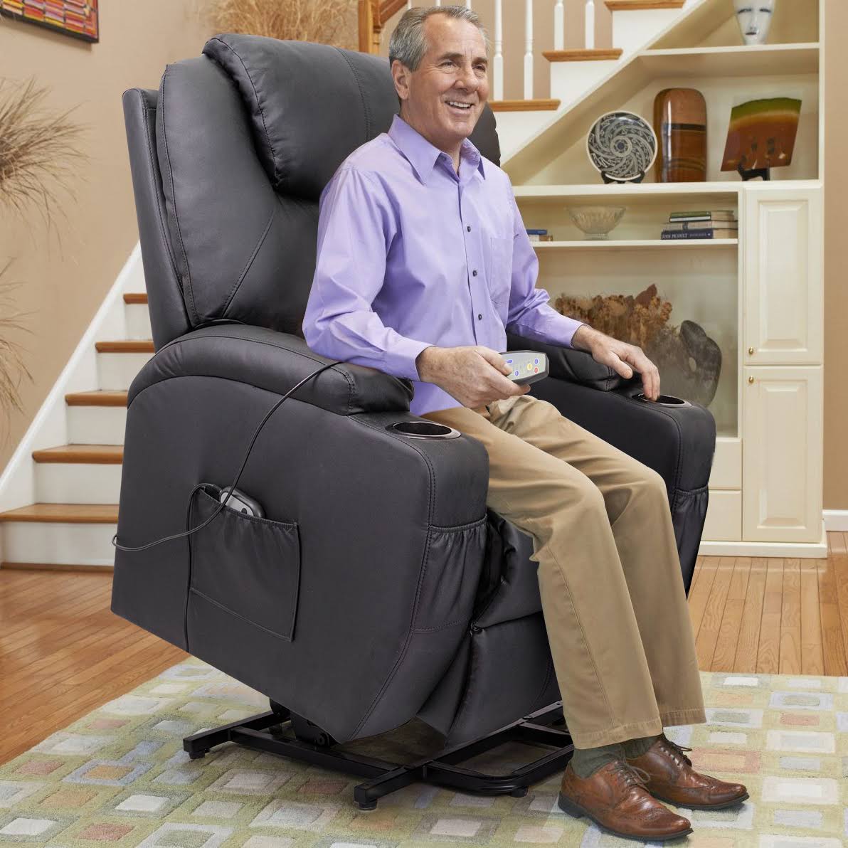 Black Power Lift Recliner with Massage and HEAT D120699