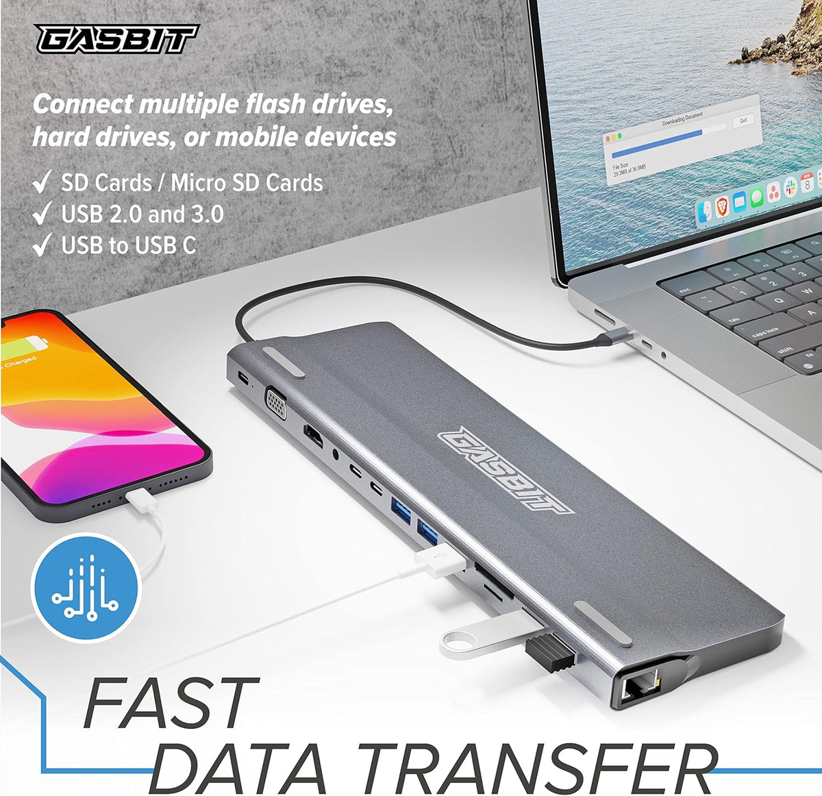 14-in-1 USB C Hub Multiport Adapter with HDMI, VGA, SD Card Reader, Ethernet, USB 3.0, USB-C PD & Audio Jack, Pack of 2 C79515