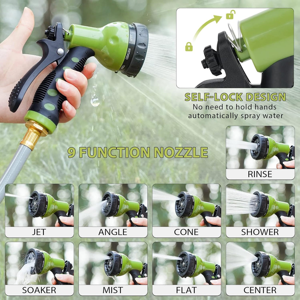 Retractable Wall Mount Garden Hose Reel with 9 Patterns Hose Nozzle L41846