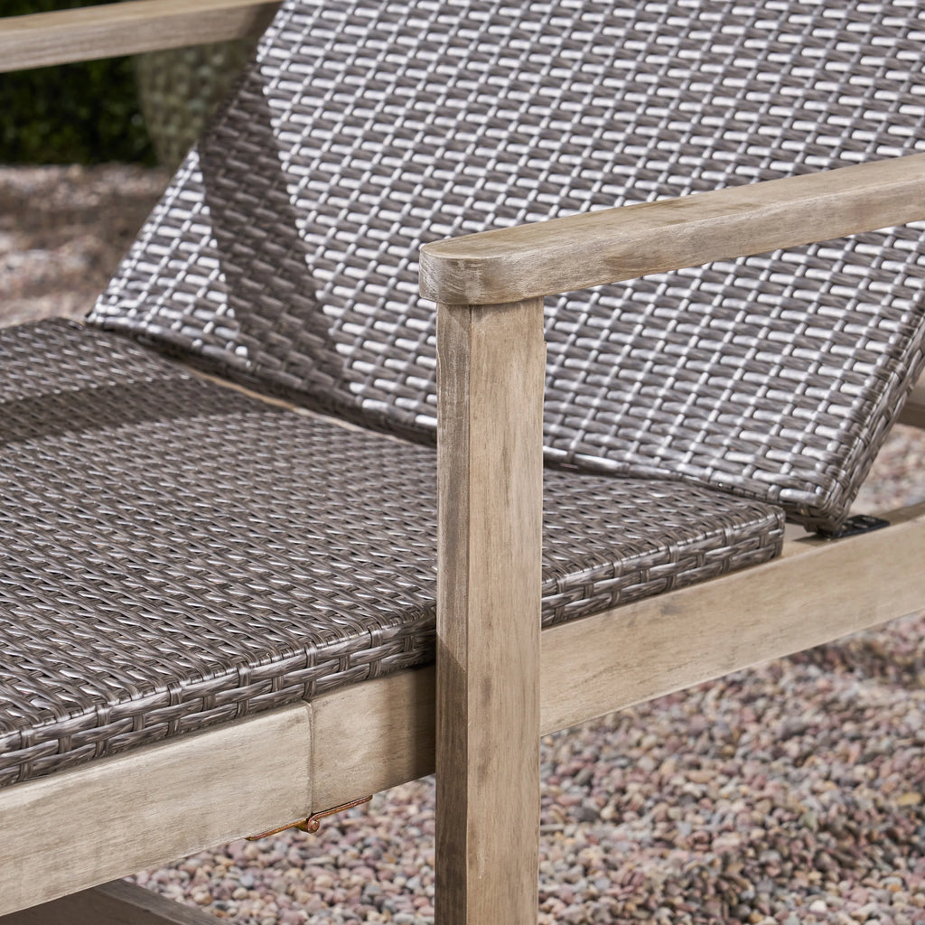 Acacia Wood Wicker Chaise Lounge Set of 4 H276371