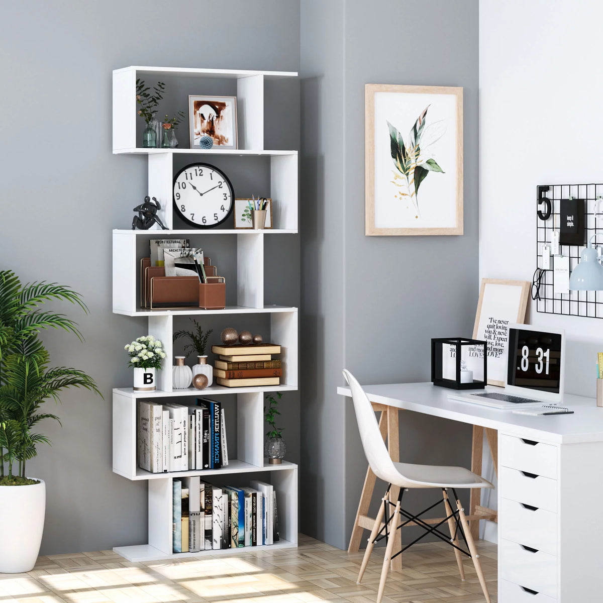 Black 6-tier Wood Bookcase B392125