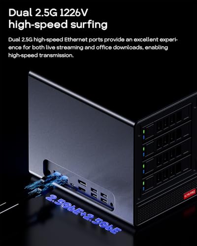 4-Bays Desktop NAS 32GB DDR4 RAM 1TB M.2 NVMe SSD 2.5GbE Network Attached Storage P369705