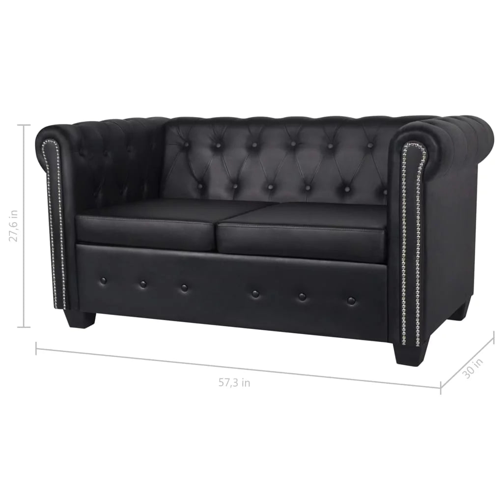 Black 2-Seater Artificial Leather Sofa W818731