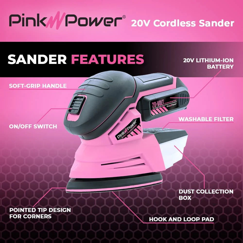 Cordless 20V Palm Sander with Sandpaper, Battery & Charger F2857