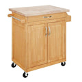 Natural Kitchen Island Cart with Solid Wood Top and Drawer D114