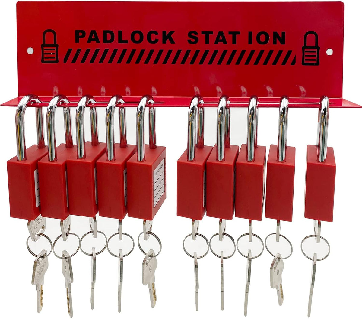 Lockout Tagout Station with 10 Padlocks, 2 Hasps, 20 Tags P513