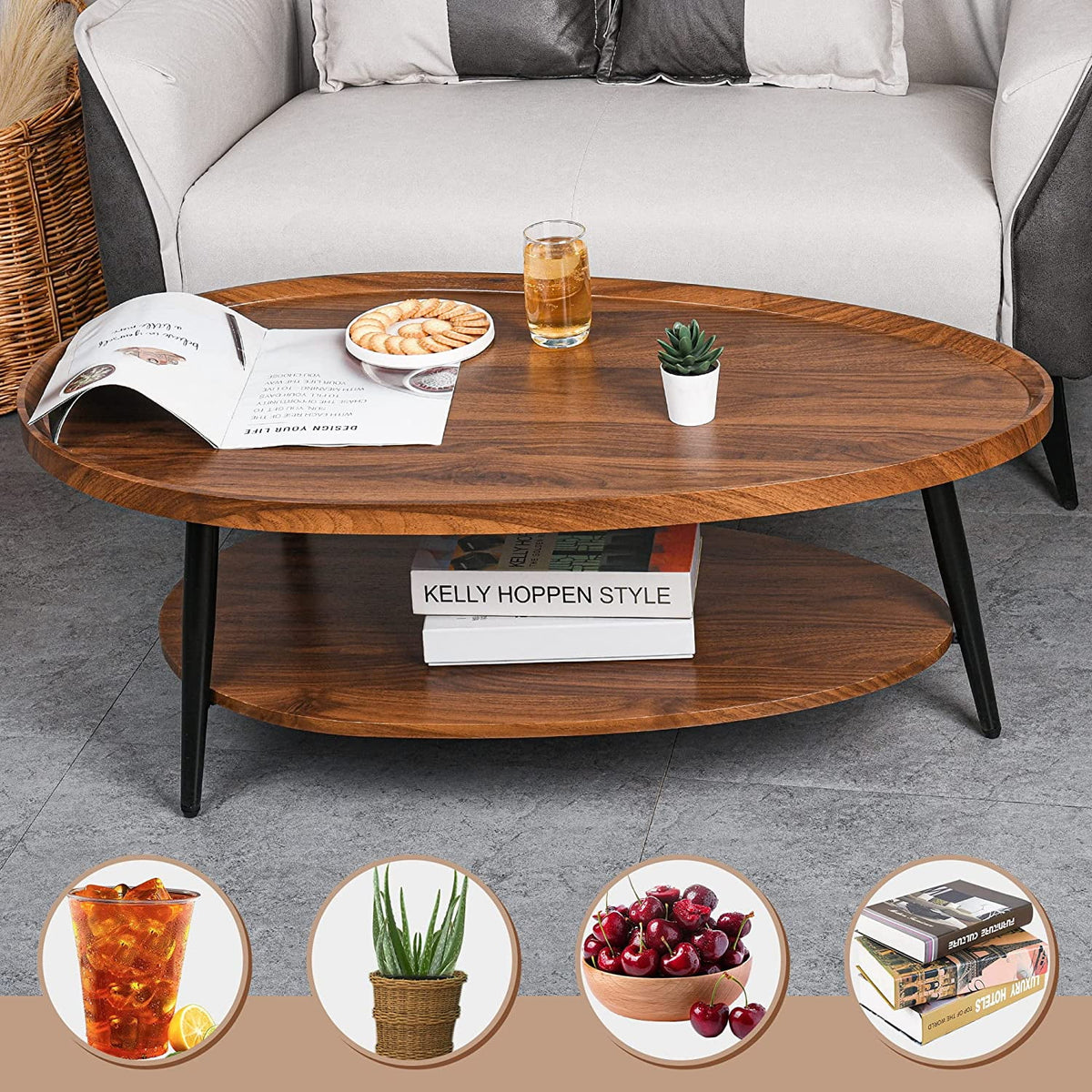 2-Tier Rustic Wood Coffee Table Z56546