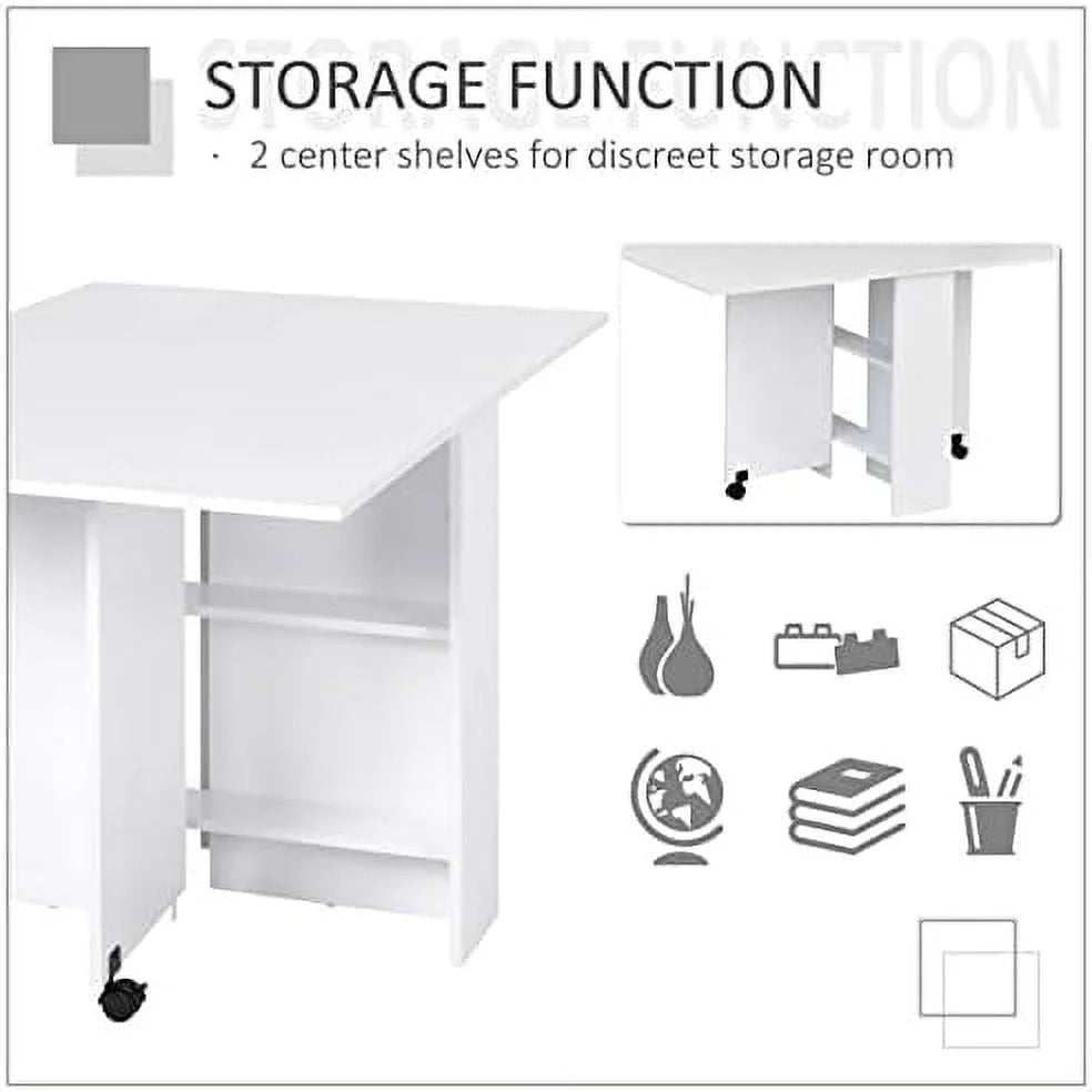 White Marble Folding Dining Table with Racks W291664