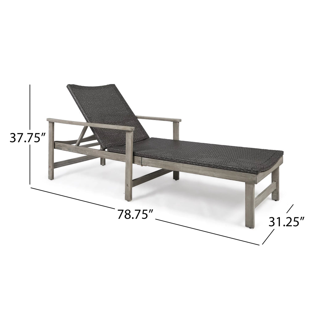 Acacia Wood Wicker Chaise Lounge Set of 4 H276371