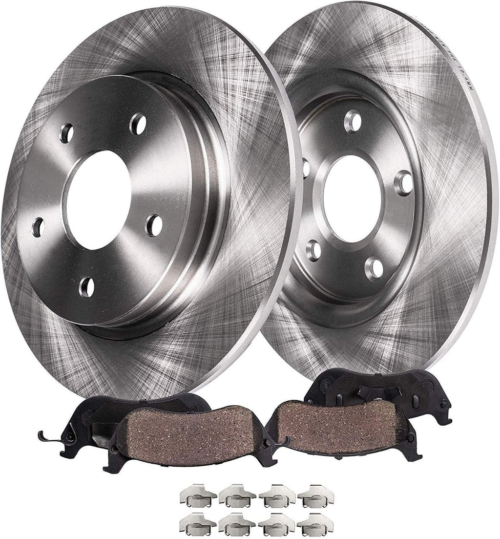 12 Rear Disc Rotors + Ceramic Brake Pads 4pc Set W6807