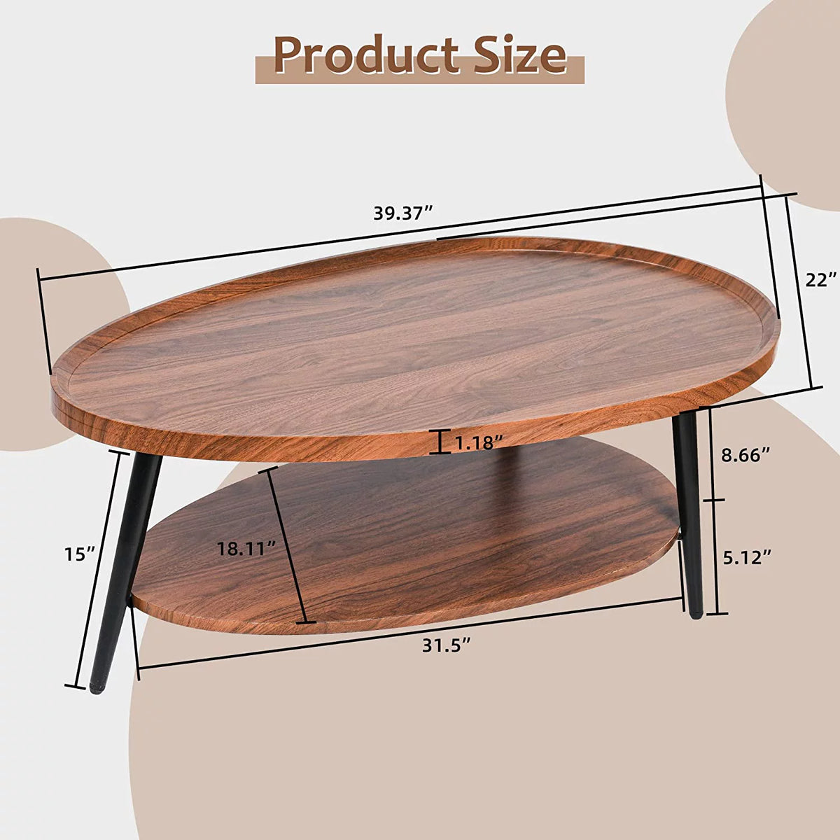 2-Tier Rustic Wood Coffee Table Z56546