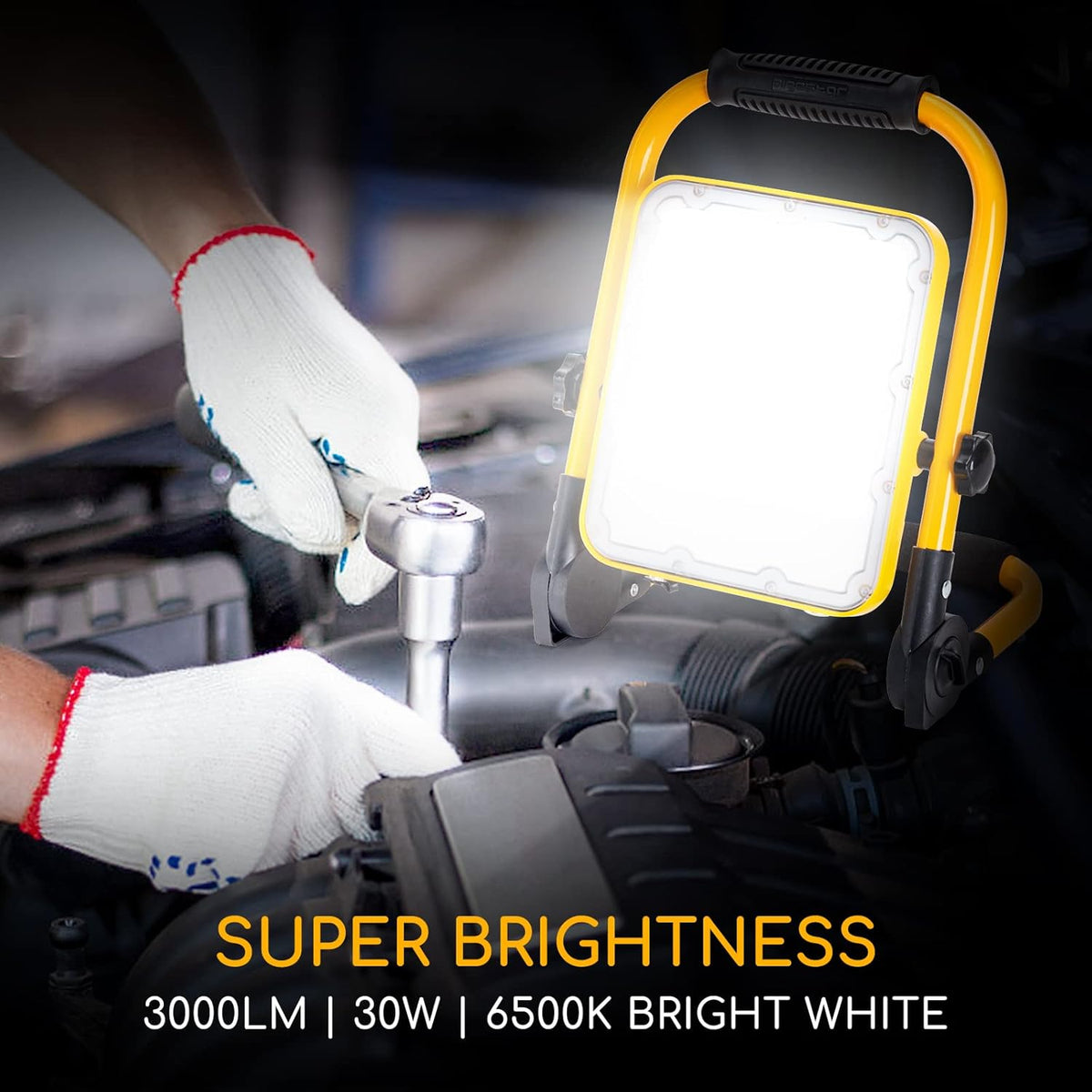 3000LM 360° Rotation IP65 Waterproof 30W Portable Work Light with Stand Pack of 2 Q99158