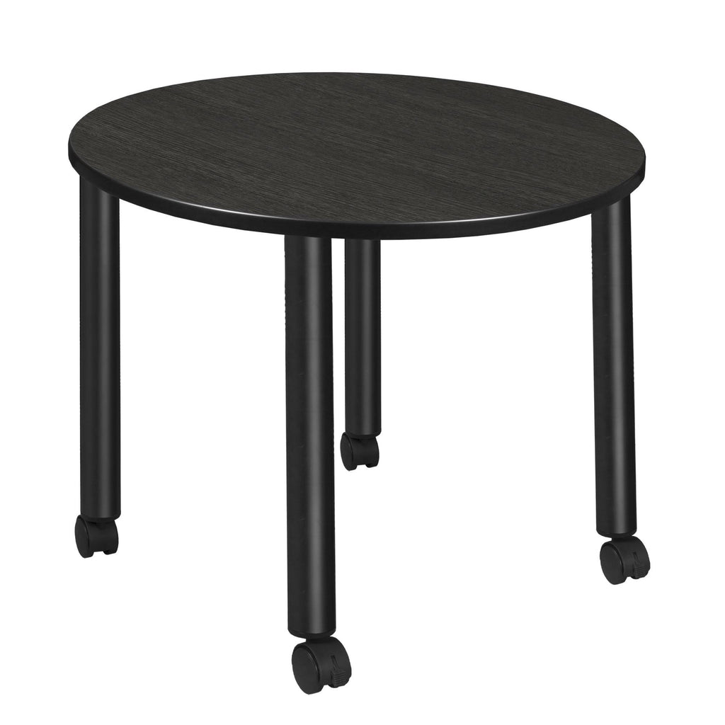 36x22 Round Mobile Breakroom Table Maple Black A701016