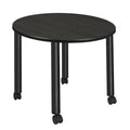 36x22 Round Mobile Breakroom Table Maple Black A701016