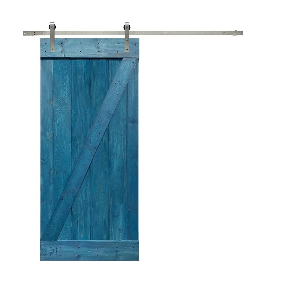 White Stained Wood Interior Sliding Barn Door with Hardware Kit E21123