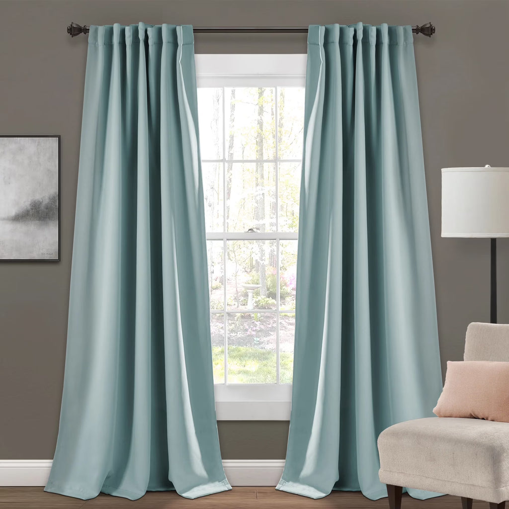 Blue 95" x 52" Insulated Back Tab Blackout Window Panel Pair I782091