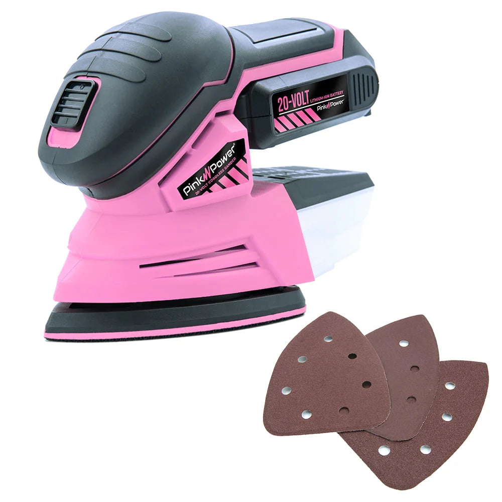 Cordless 20V Palm Sander with Sandpaper, Battery & Charger F2857