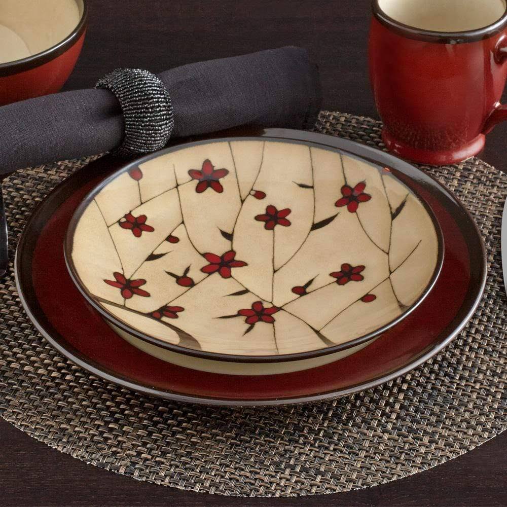 Red Round Dinner Plates Set of 4 E89392