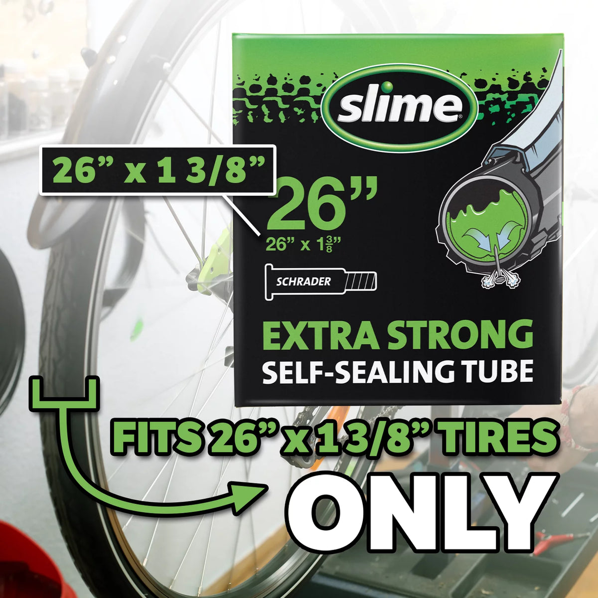 Self-Sealing Bicycle Tube Schrader 1 3/8 x 26 V132383