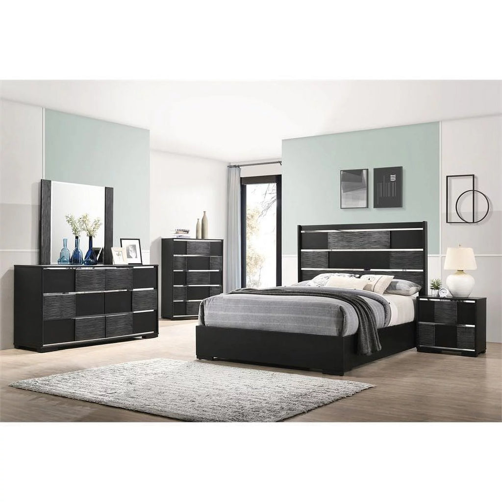 5-piece Eastern King Panel Bedroom Set Black V409597