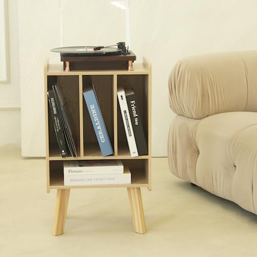 Brown 3 Tier Record Player Stand with Vinyl Storage Y858