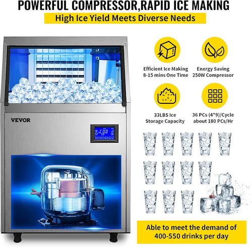 110V Commercial Ice Maker with Stainless Steel Construction L15942
