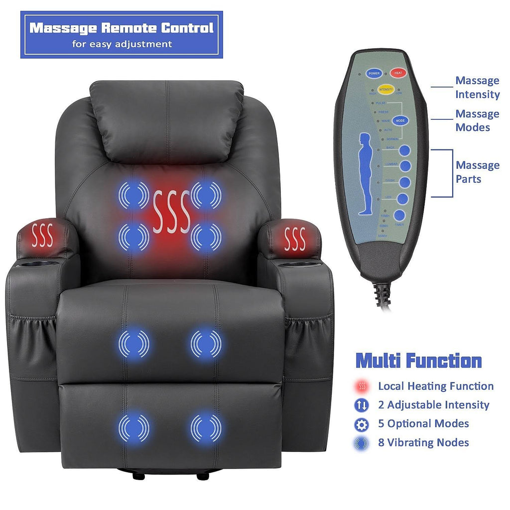 Black Power Lift Recliner with Massage and HEAT D120699