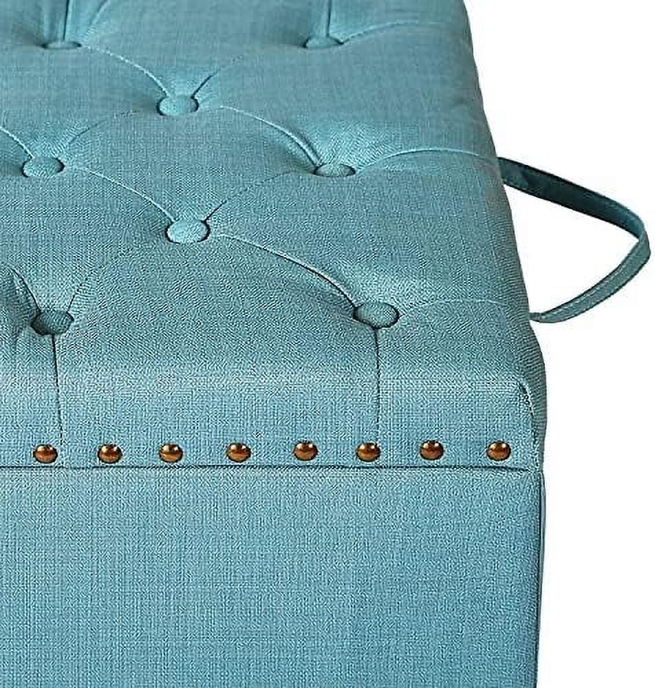 Sky Blue Ottoman Cube Foot Stool with Tray Lid T23334
