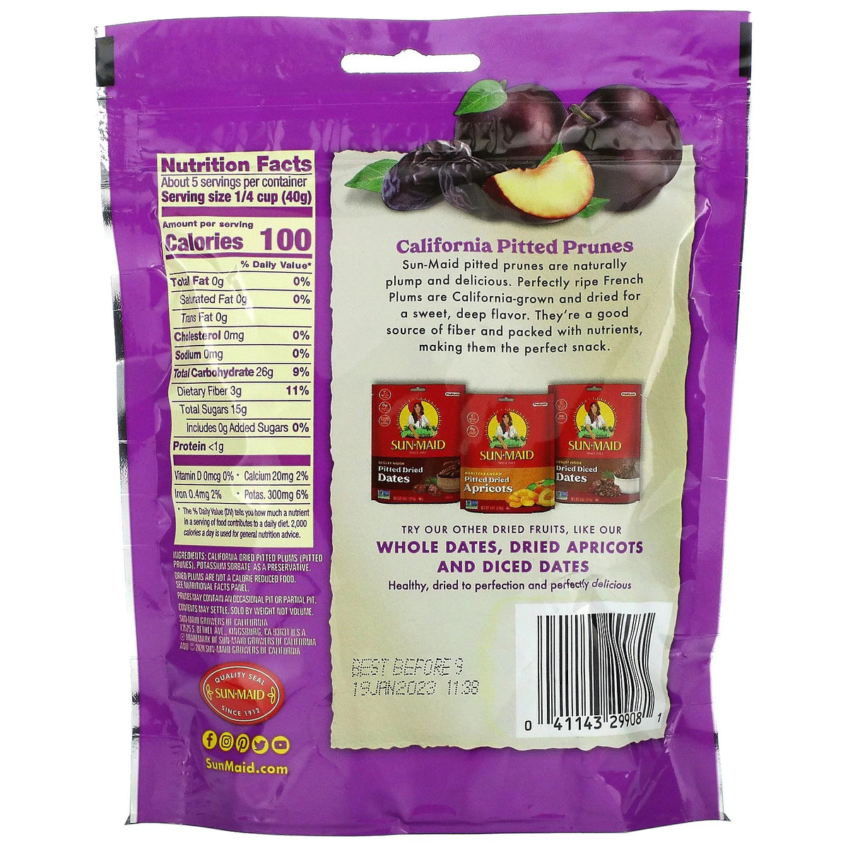 7 oz Pack of 3 Whole Pitted Prunes O628
