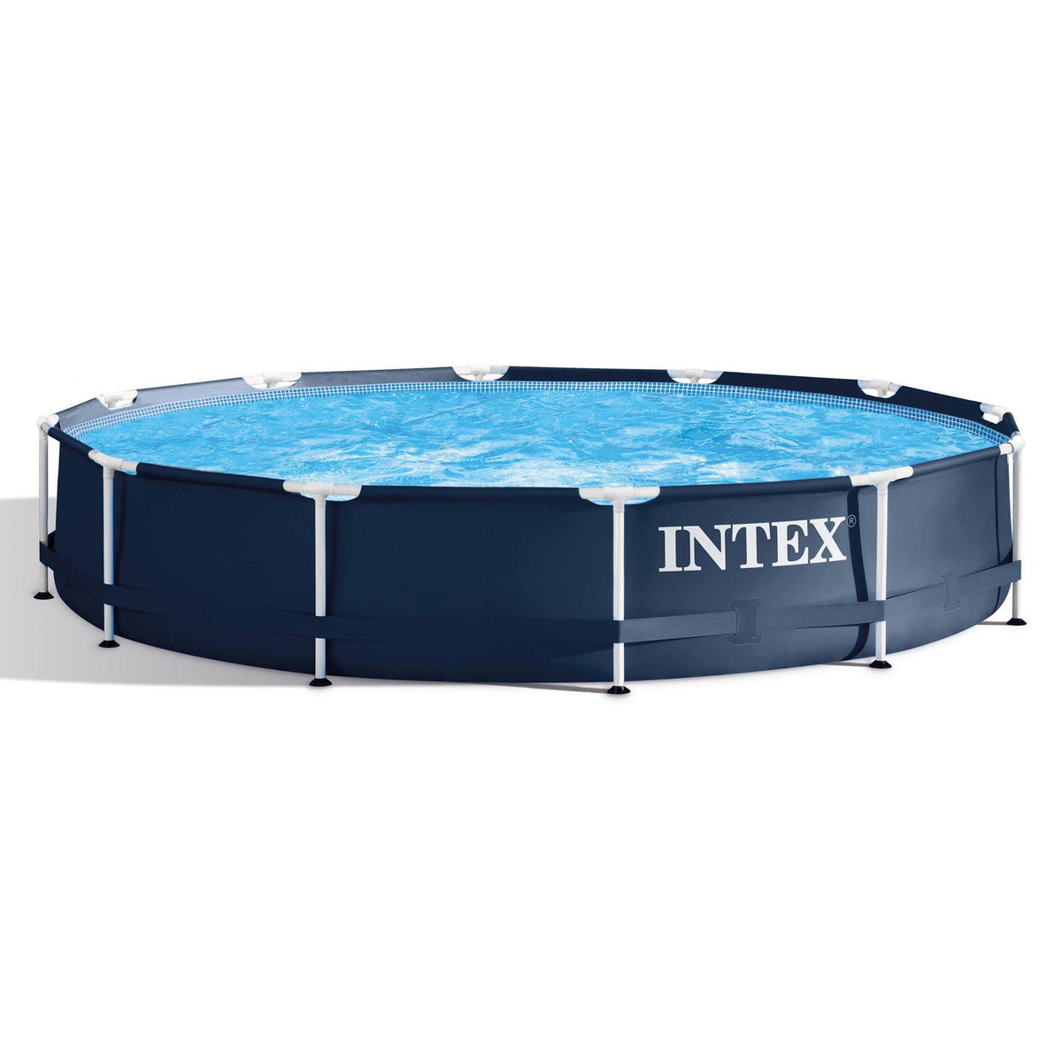 12 Foot Round Metal Frame Above Ground Swimming Pool with Filter Pump N414362