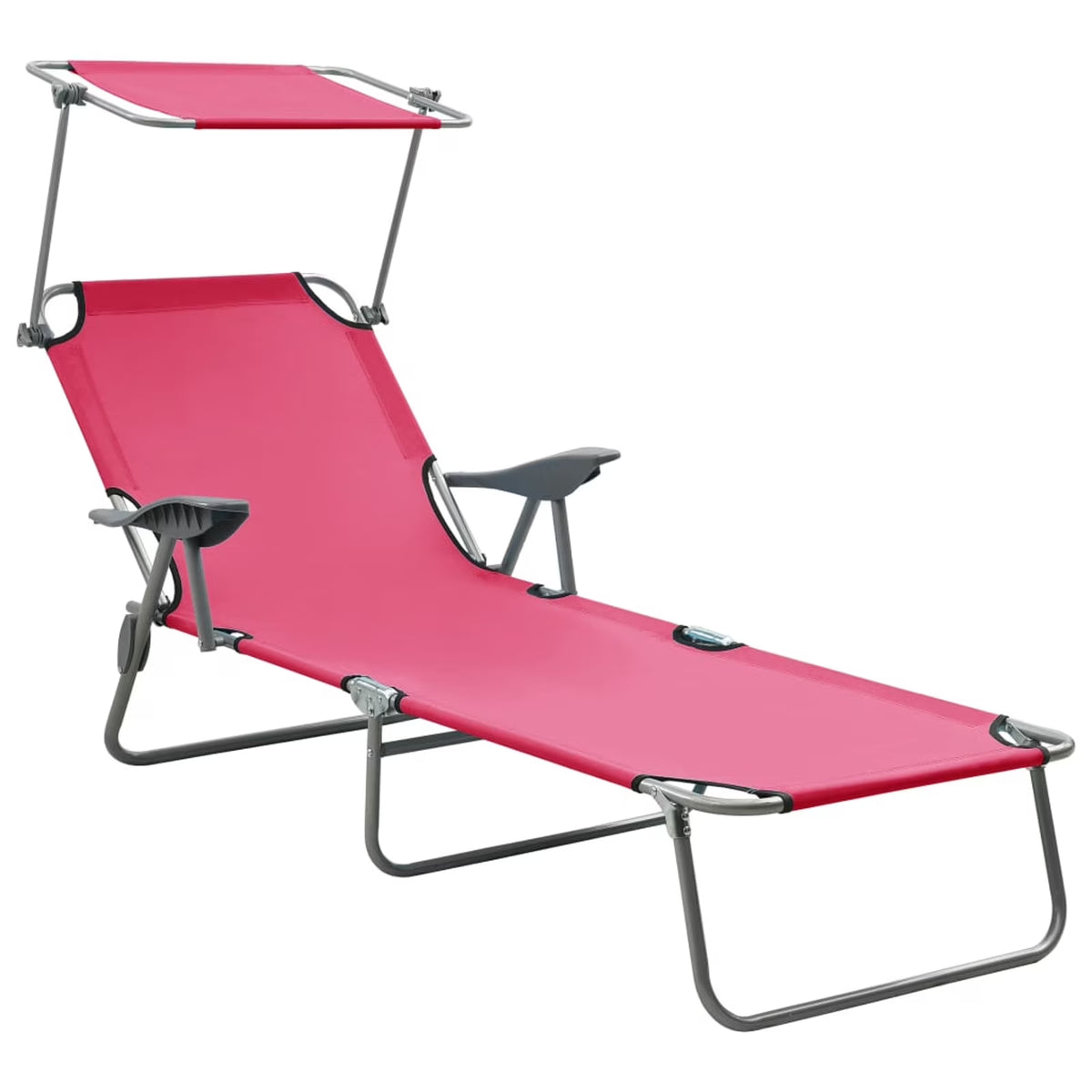 Pink Steel Sun Lounger with Canopy X598