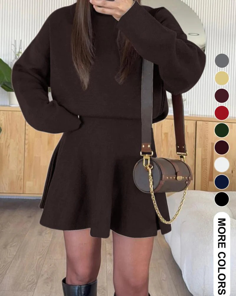 Women's Long-Sleeved Knitted Loose-Fitting Sweater Dress F5678