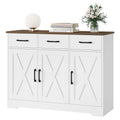 White 3 Drawer Kitchen Buffet Sideboard Cabinet with Adjustable Shelf D381
